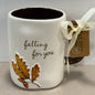 New Rae Dunn white ceramic leaf coffee mug FALLING FOR YOU