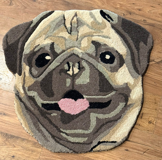 New large dog face Pug floor rug