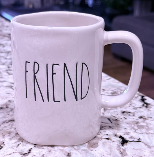Rae Dunn white ceramic coffee mug FRIEND