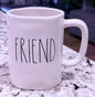Rae Dunn white ceramic coffee mug FRIEND