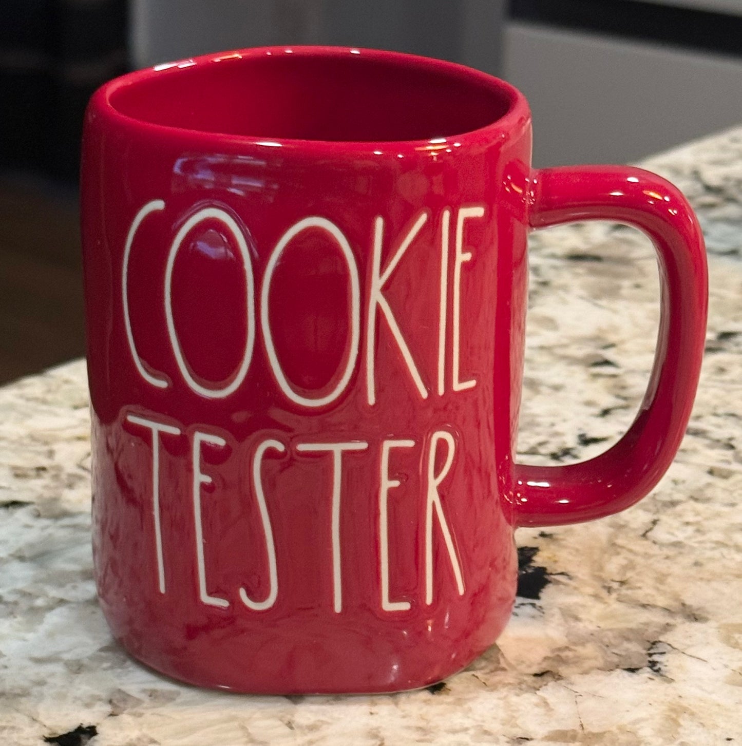 New Rae Dunn red ceramic coffee mug COOKIE TESTER
