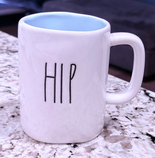Rae Dunn white ceramic coffee mug HIP/HOP