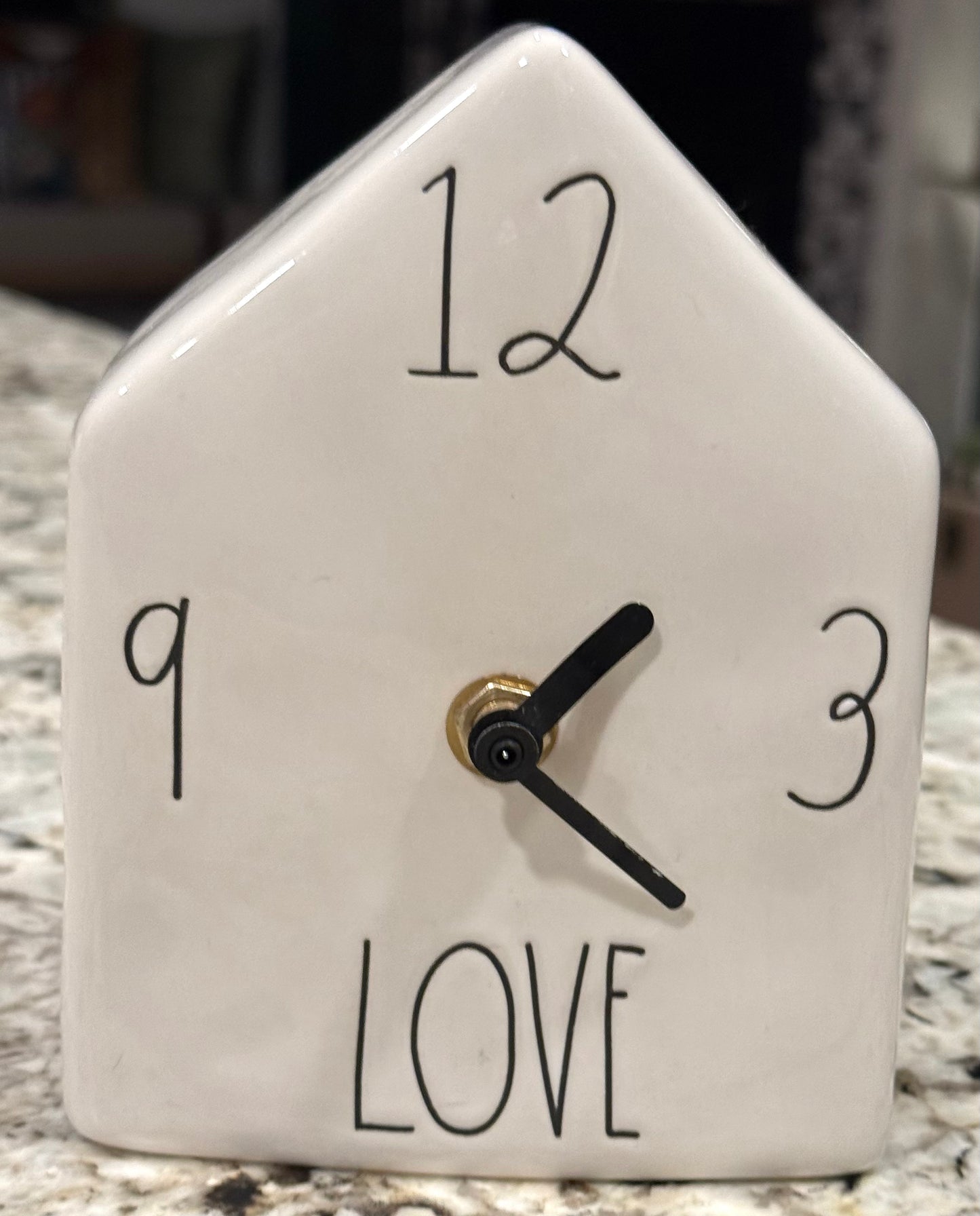 Rae Dunn white ceramic desk clock, battery operated. LOVE