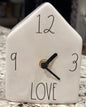 Rae Dunn white ceramic desk clock, battery operated. LOVE