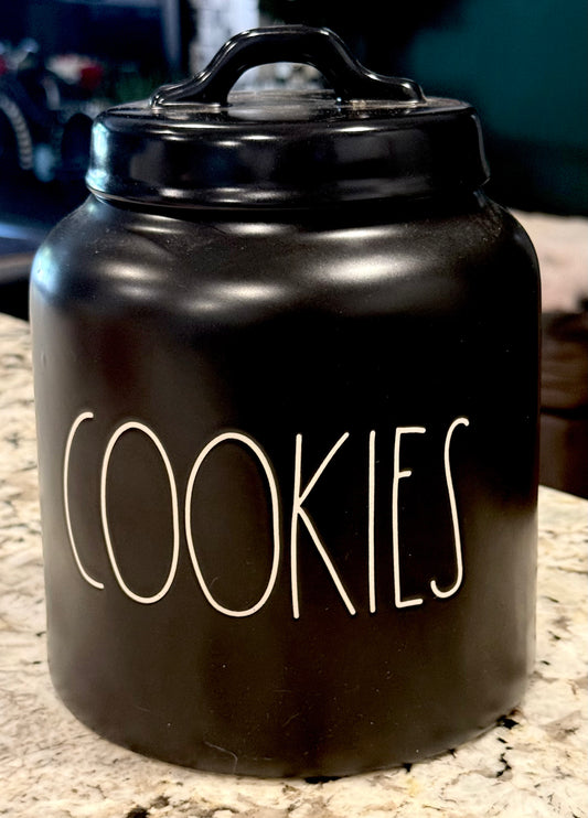 New Rae Dunn black ceramic COOKIES 🍪 canister 8”
