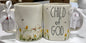 New Rae Dunn white ceramic Floral coffee mug CHILD OF GOD