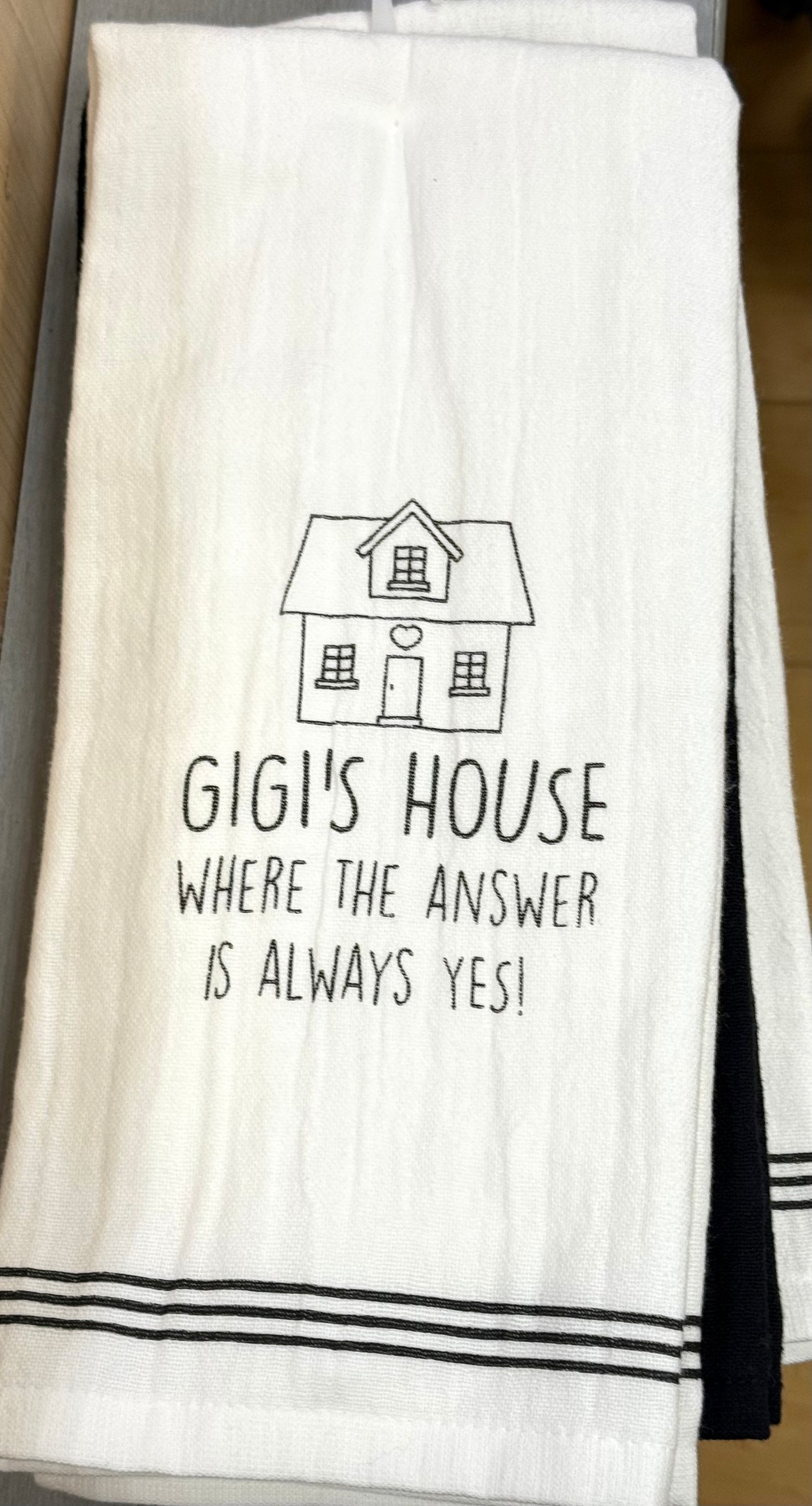 New 3-piece black/white kitchen dish towel set GIGI’S HOUSE WHERE THE ANSWER IS ALWAYS YES!