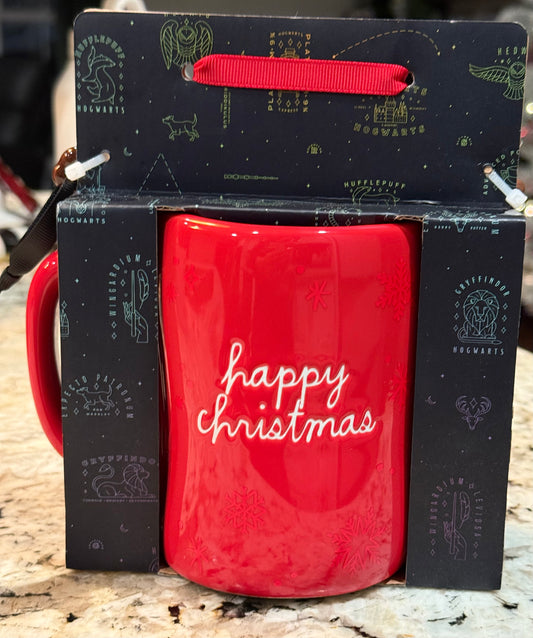 New Rae Dunn x Harry Potter ceramic Happy Christmas coffee mug with wand gift set-GRYFFINDOR