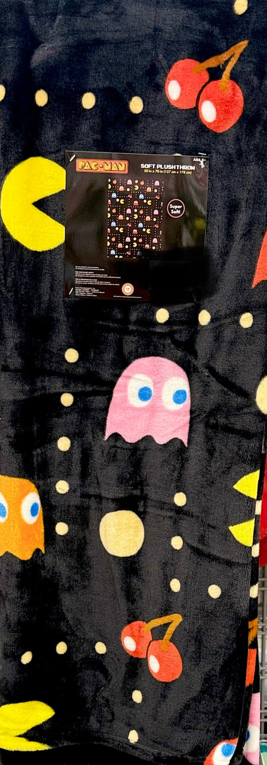New black plush throw blanket 50x70 PAC-MAN