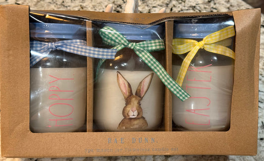 New Rae Dunn Easter Mason jar 3-piece flamless candle set