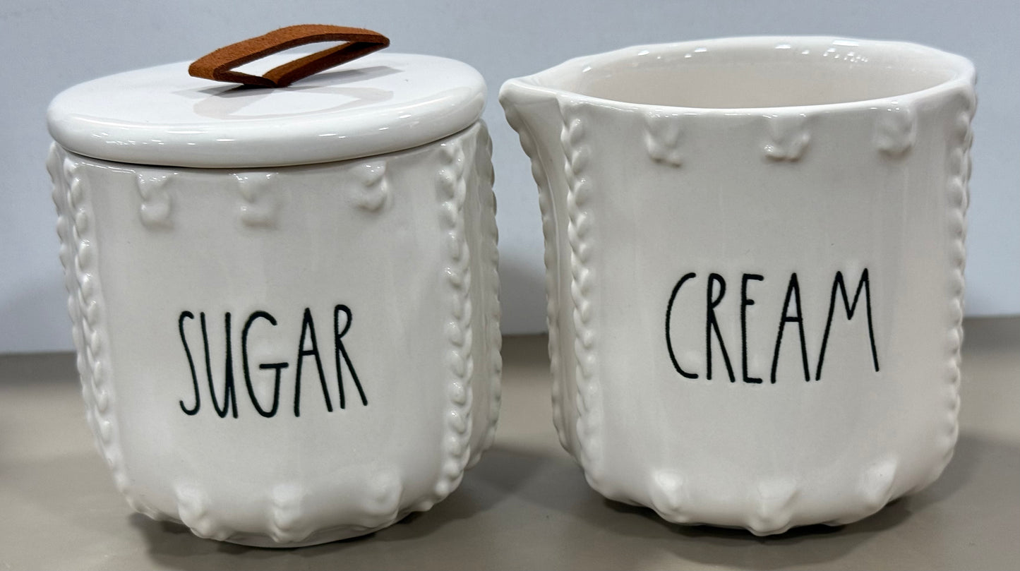New Rae Dunn white ceramic 2-piece winter SUGAR & CREAM set