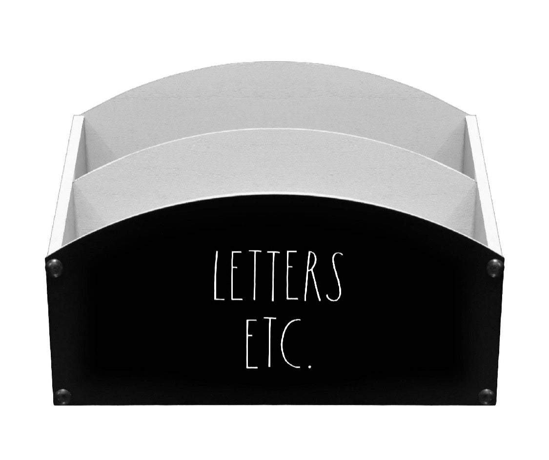 New Rae Dunn white & black wood letter holder LETTERS ECT.