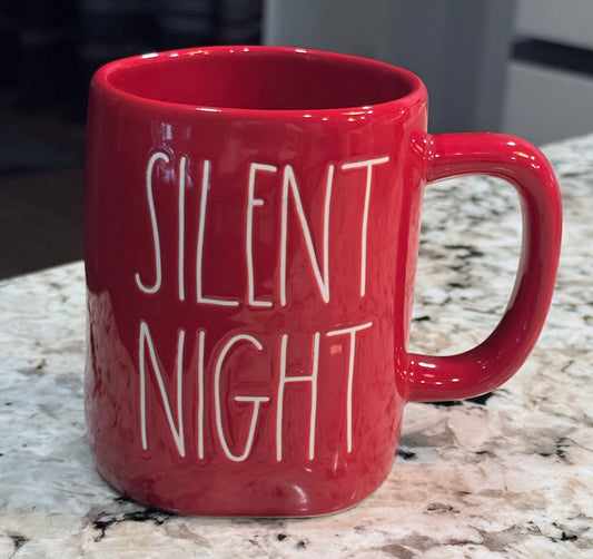 New Rae Dunn red ceramic coffee mug SILENT NIGHT