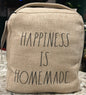 New Rae Dunn burlap sand filled door stop HAPPINESS IS HOMEMADE