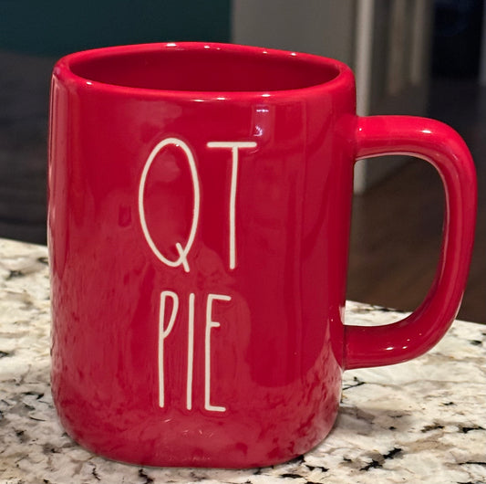 New Rae Dunn red ceramic coffee mug QT PIE