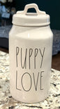 New Rae Dunn white ceramic 9.”storage canister PUPPY LOVE