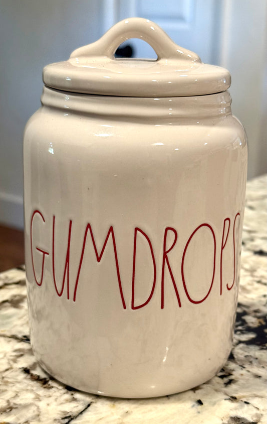 New Rae Funn baby white ceramic GUMDROPS canister
