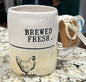 New Rae Dunn white ceramic Farmline coffee mug BREWED FRESH
