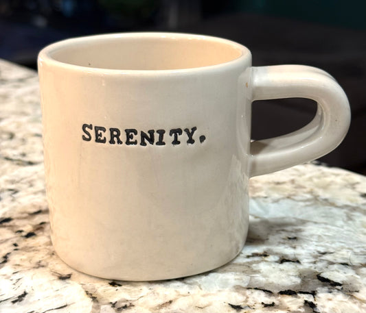 Vintage Rae Dunn ceramic coffee mug SERENITY.