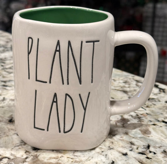 New Rae Dunn white ceramic coffee mug PLANT LADY