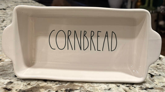 New Rae Dunn white ceramic CORNBREAD baking pan