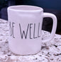 Rae Dunn white ceramic coffee mug BE WELL