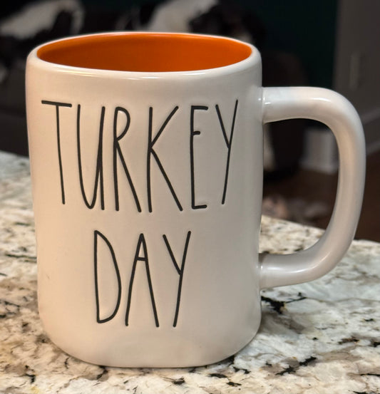 New Rae Dunn white  ceramic mug TURKEY DAY