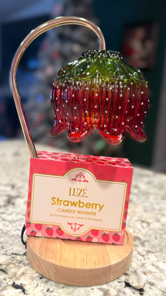 New glass Strawberry lamp 🍓 safe, plug in candle warmer