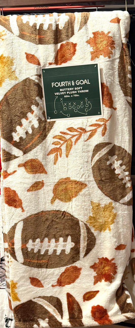 New fall football 🏈 & leaf oversized throw blanket 60x70
