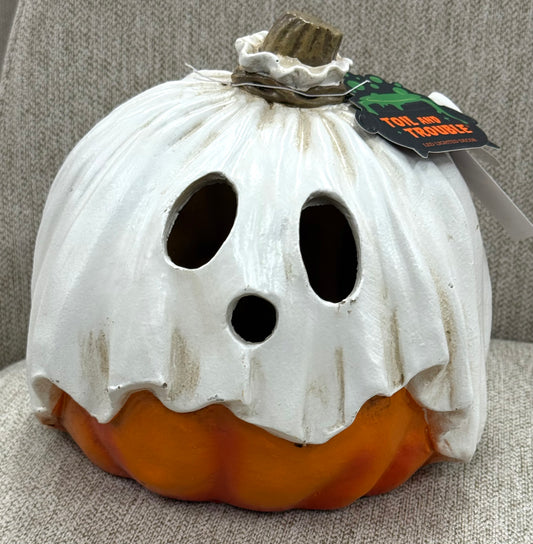 New Toil and Trouble led light up ghost pumpkin Halloween decor