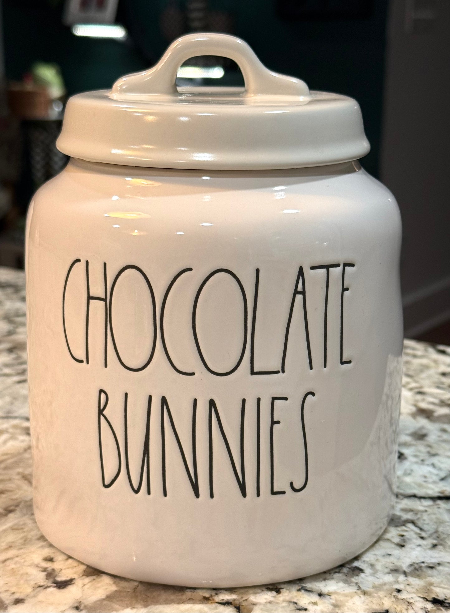 New Rae Dunn white ceramic Easter cookie jar canister CHOCOLATE BUNNIES