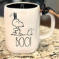 New Rae Dunn x Peanuts Snoopy white ceramic coffee mug BOO!