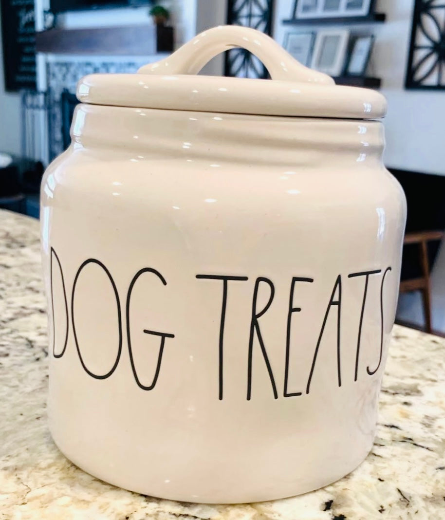 New Rae Dunn ceramic dog storage canister DOG TREATS