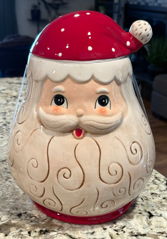 New Joanna Parker large ceramic 🎅🏻 Santa Claus cookie jar Christmas canister 11x10