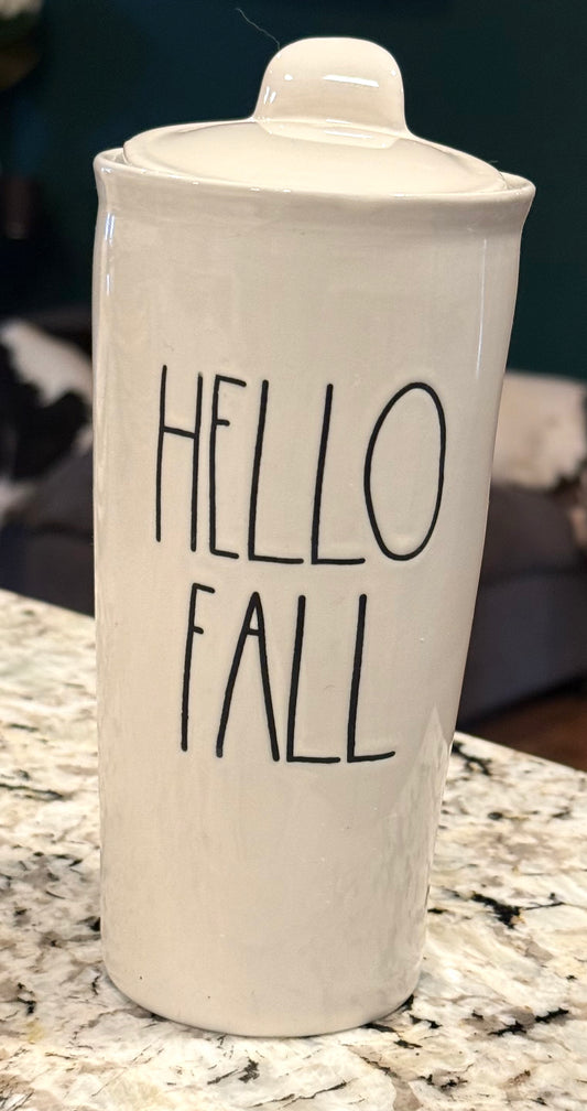 New Rae Dunn ceramic tumbler 10oz HELLO FALL