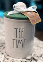 New Rae Dunn x Peanuts Snoopy white ceramic golf ball TEE TIME topped canister 5.75”