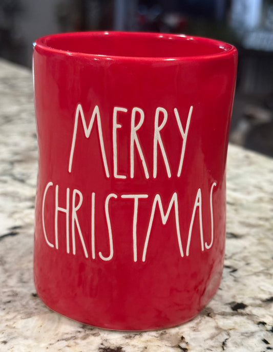 Rae Dunn red ceramic MERRY CHRISTMAS candle