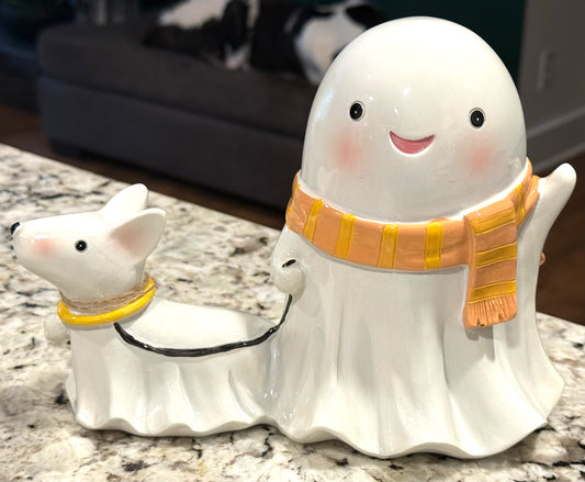 New resin Ghost waving dog walking Halloween decor