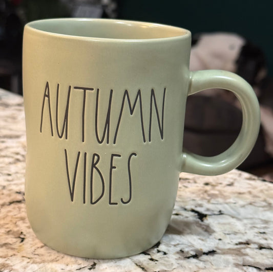 New Rae Dunn green ceramic mug AUTUMN VIBES