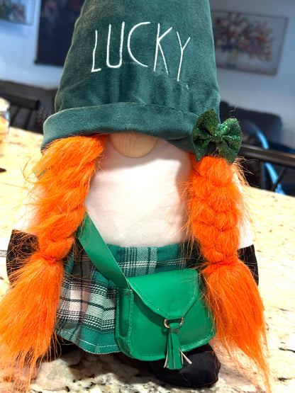 New Rae Dunn St. Patrick’s Day decor plush girl gnome LUCKY.