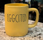 New Rae Dunn matte yellow ceramic Easter coffee mug EGGCITED