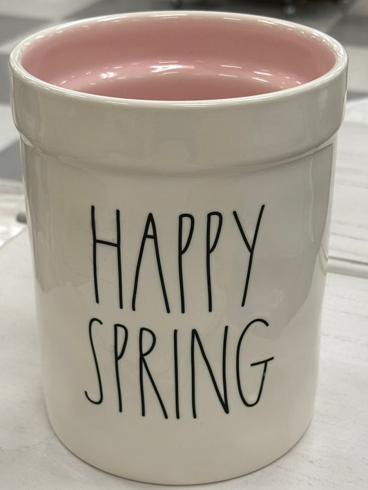 New Rae Dunn white ceramic utensil holder HAPPY SPRING