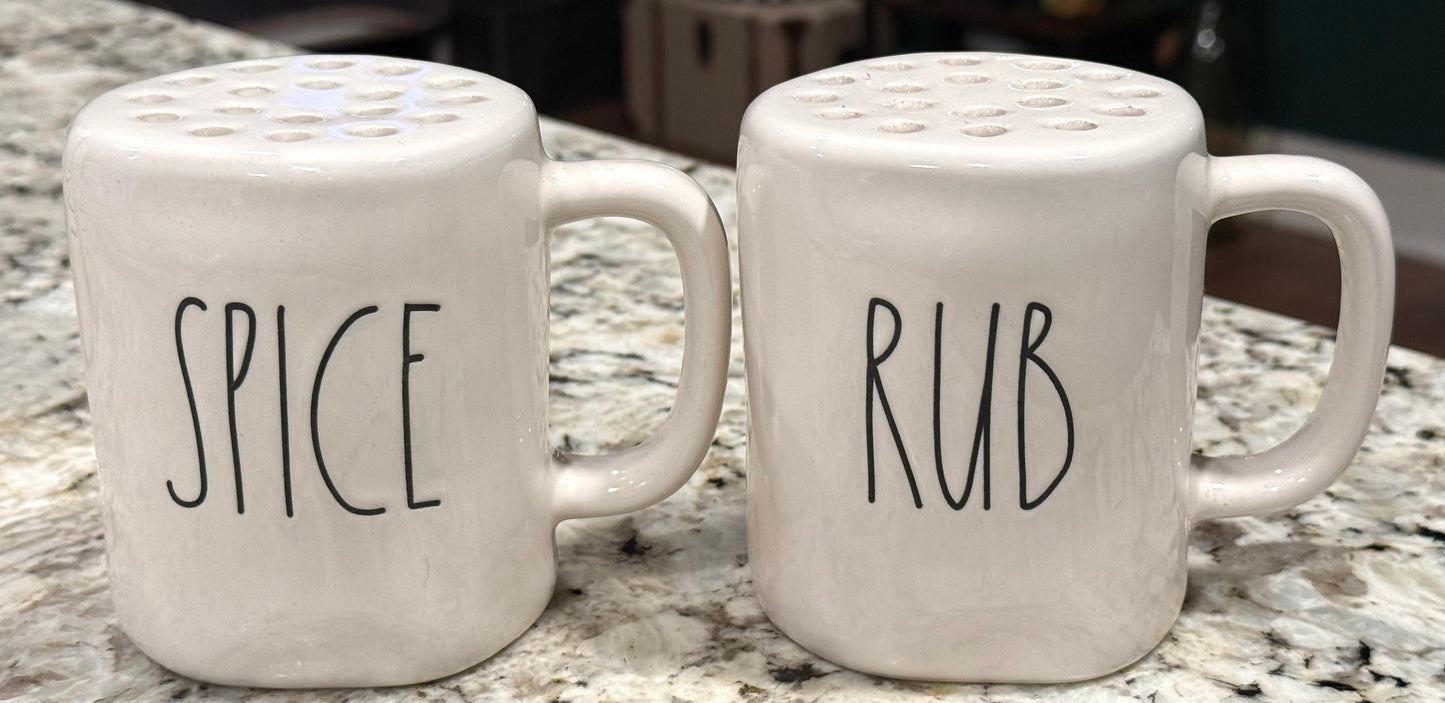 New Rae Dunn white ceramic seasoning Shaker set SPICE/RUB