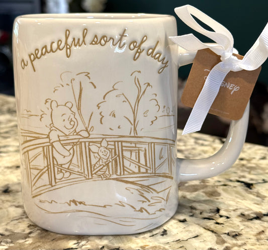 New Rae Dunn x Disney’s Winnie the Pooh ceramic coffee mug A PEACEFUL SORT OF DAY