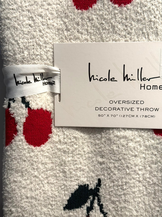 New Rachel Zoe white cherry 🍒 print throw blanket 50x70