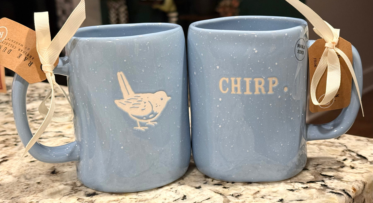 New Rae Dunn light blue  ceramic coffee mug CHRIP