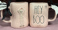 New Rae Dunn pink ceramic Halloween coffee mug HEY BOO