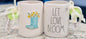 New Rae Dunn floral boot ceramic coffee mug LET LOVE BLOOM