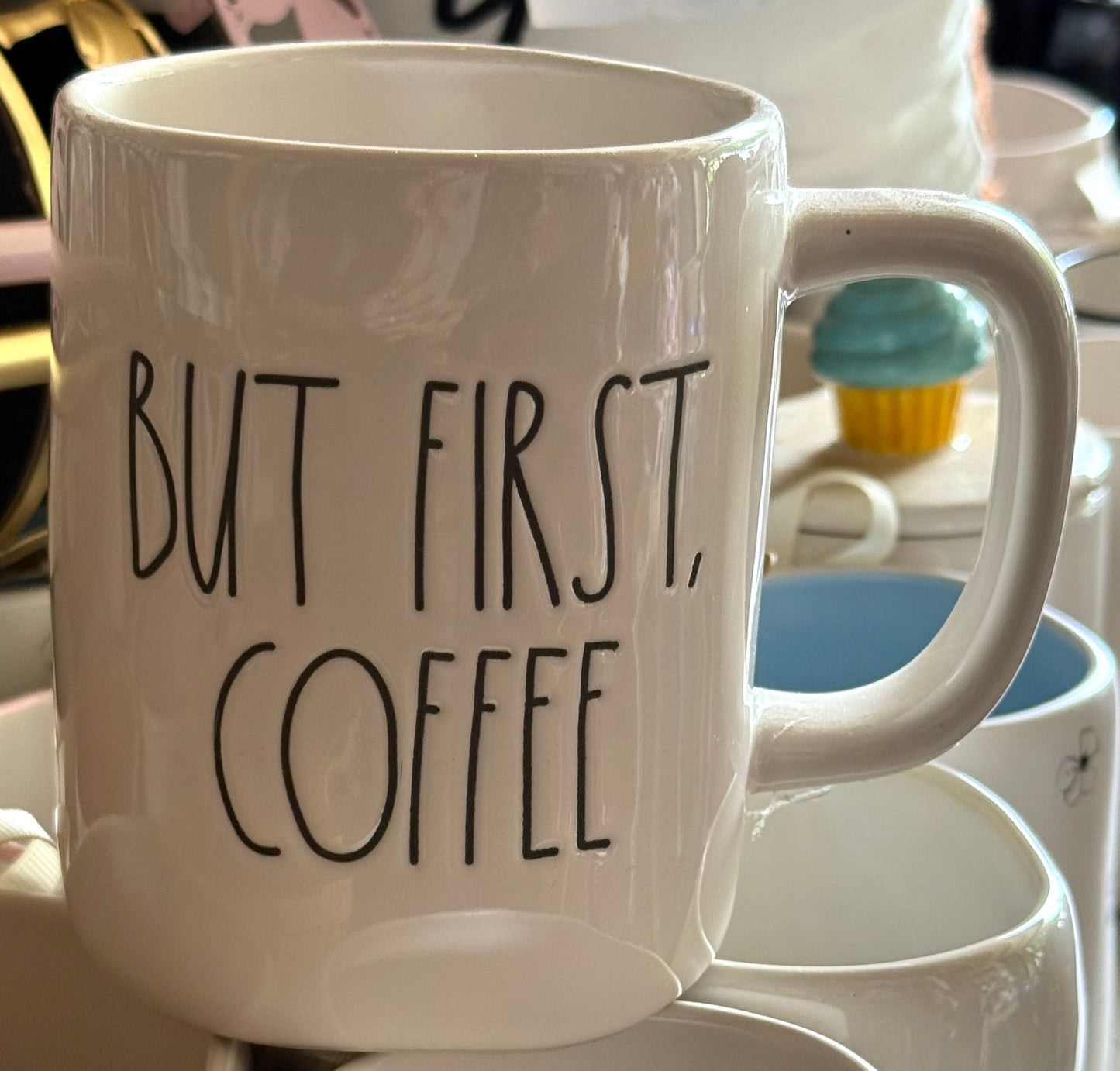 New Rae Dunn white ceramic BUT FIRST, COFFEE mug