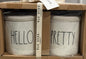 New Rae Dunn white ceramic HELLO PRETTY 2-piece mini storage set